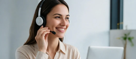 Atendente de suporte com headset